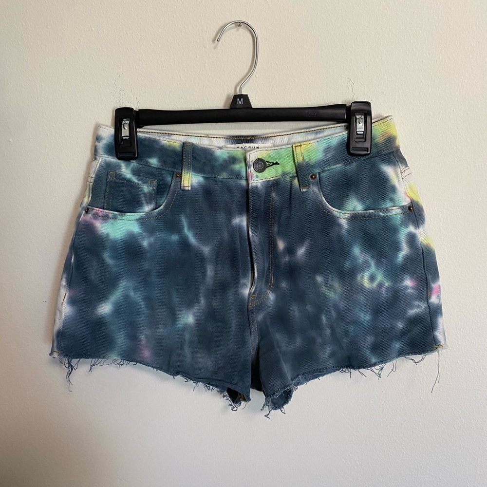 PacSun Tie-Dye Blue/Green High Rise Festival Shorts Sz 26 EUC 100% Cotton